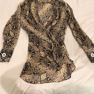 Zara Beige and Black Snake Print Blouse